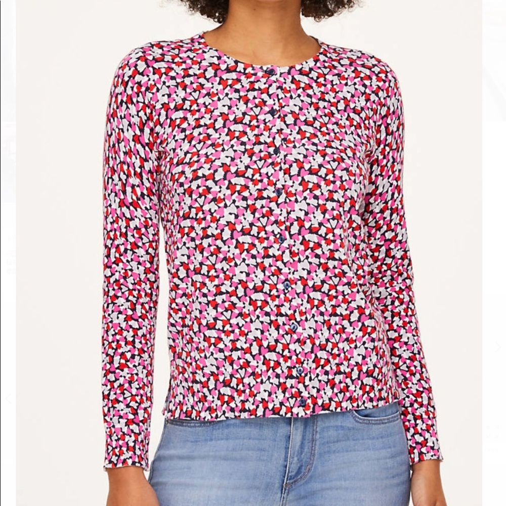 Loft Heart Crew Neck Cardigan Size: M New With Tag
